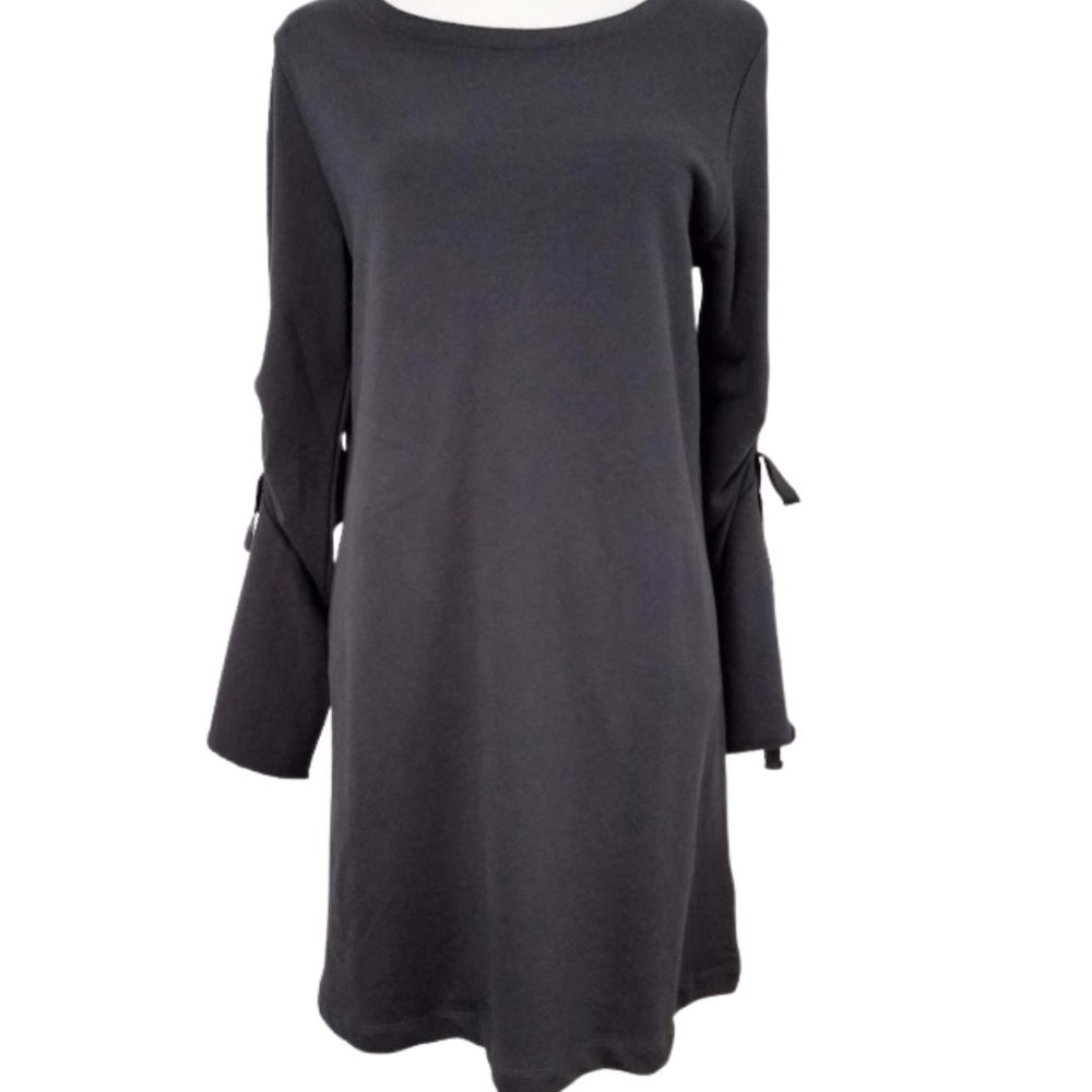 SANCTUARY Giovanna Casual Comfy Black Bell-Sleeve Sweatshirt Dress - Women's M